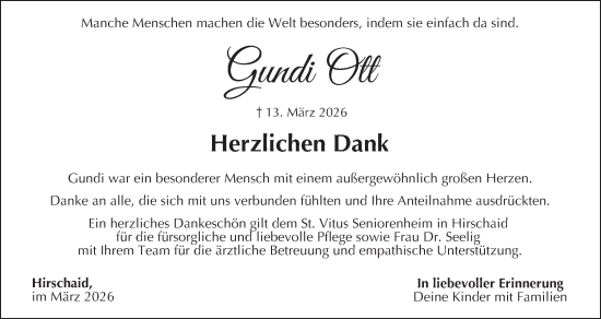 Anzeige von Gundi Ott von MGO