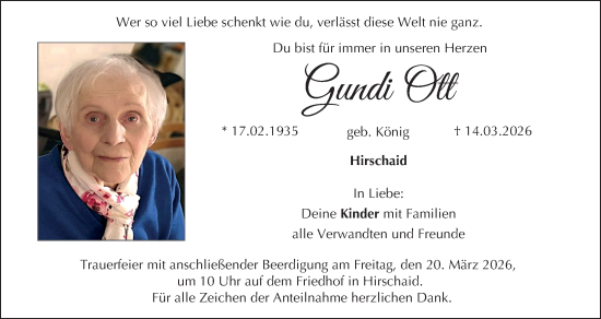 Anzeige von Gundi Ott von MGO