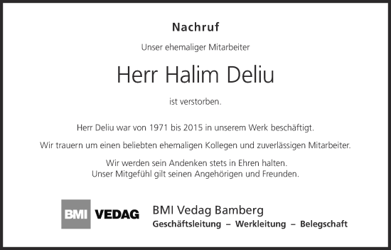 Anzeige von Halim Deliu von MGO