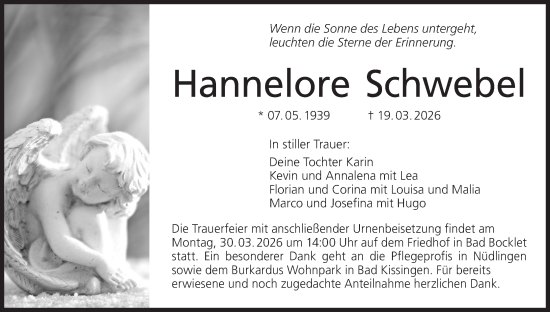 Anzeige von Hannelore Schwebel von MGO