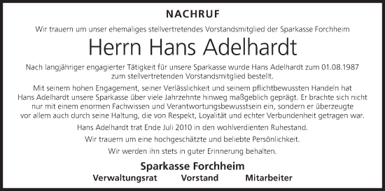 Anzeige von Hans Adelhardt von MGO
