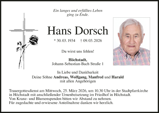 Anzeige von Hans Dorsch von MGO