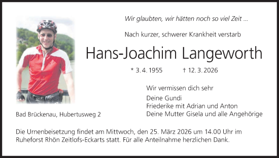 Anzeige von Hans-Joachim Langeworth von MGO