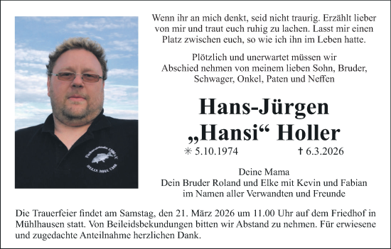 Anzeige von Hans-Jürgen Holler von MGO