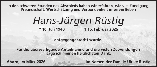 Anzeige von Hans-Jürgen Rüstig von MGO