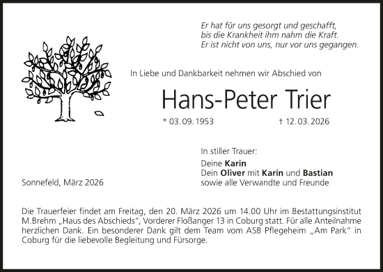 Anzeige von Hans-Peter Trier von MGO