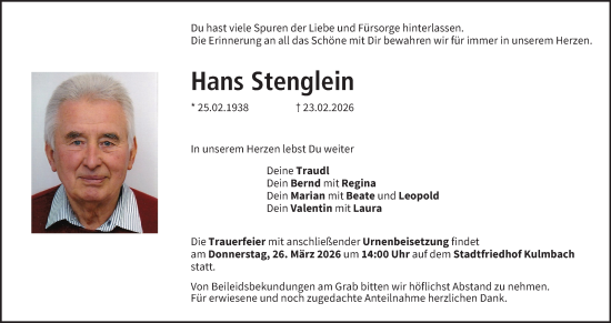Anzeige von Hans Stenglein von MGO