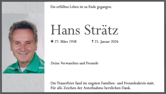 Anzeige von Hans Strätz von MGO