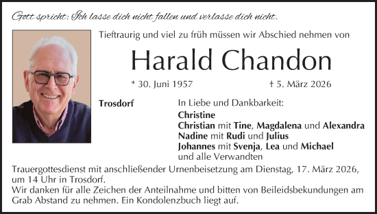 Anzeige von Harald Chandon von MGO