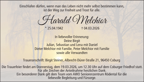 Anzeige von Harald Melchior von MGO