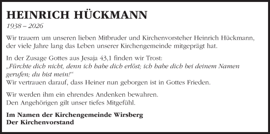 Anzeige von Heinrich Hückmann von MGO