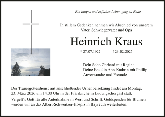 Anzeige von Heinrich Kraus von MGO