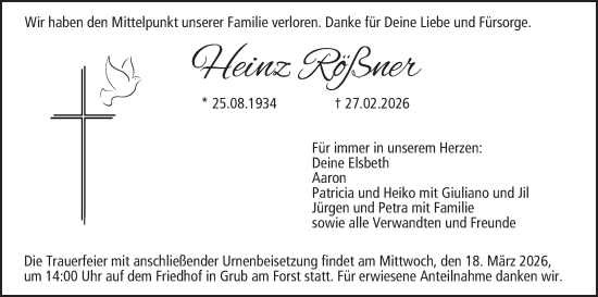 Anzeige von Heinz Rößner von MGO