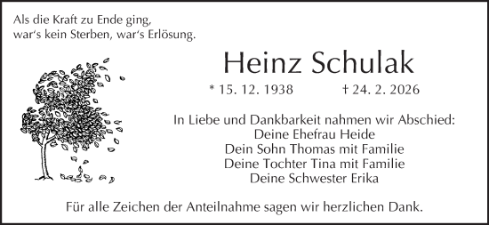 Anzeige von Heinz Schulak von MGO
