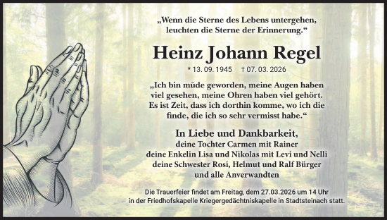 Anzeige von Heinz Johann Regel von MGO