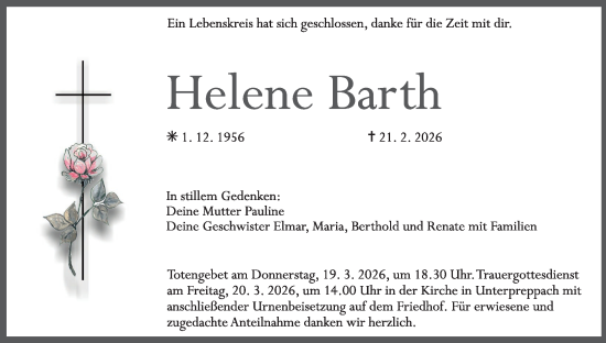 Anzeige von Helene Barth von MGO