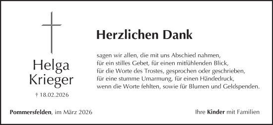 Anzeige von Helga Krieger von MGO