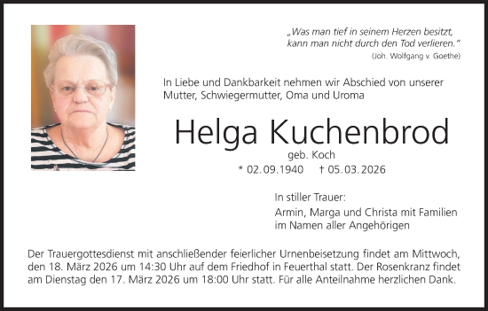 Anzeige von Helga Kuchenbrod von MGO