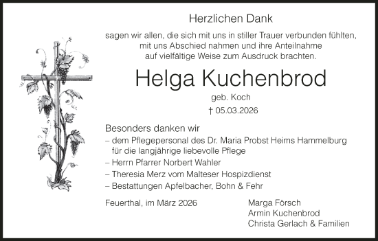 Anzeige von Helga Kuchenbrod von MGO
