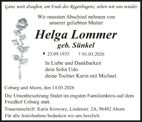 Anzeige von Helga Lommer von MGO