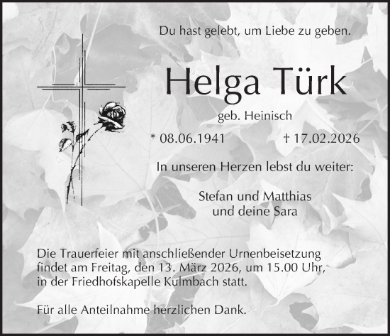 Anzeige von Helga Türk von MGO