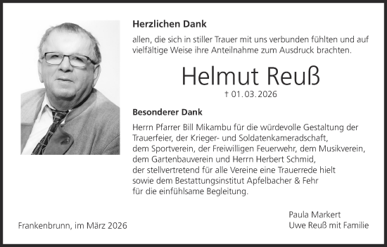 Anzeige von Helmut Reuß von MGO