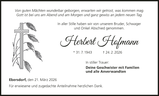 Anzeige von Herbert Hofmann von MGO