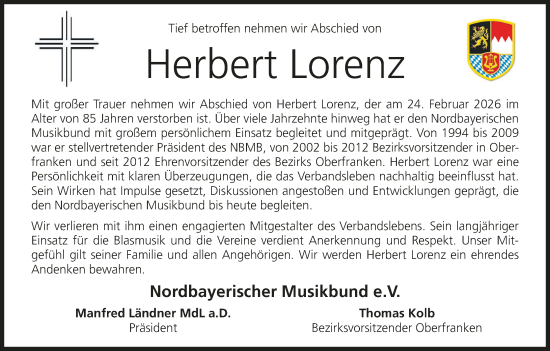 Anzeige von Herbert Lorenz von MGO