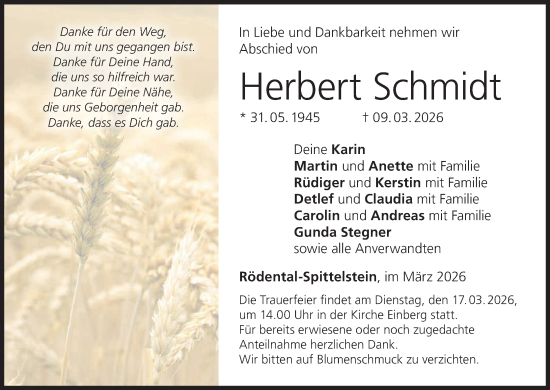 Anzeige von Herbert Schmidt von MGO