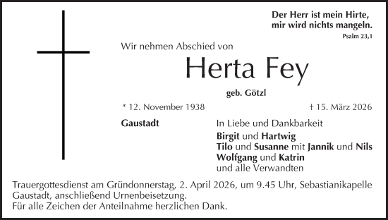 Anzeige von Herta Fey von MGO