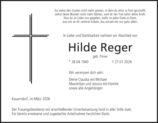 Anzeige von Hilde Reger von MGO