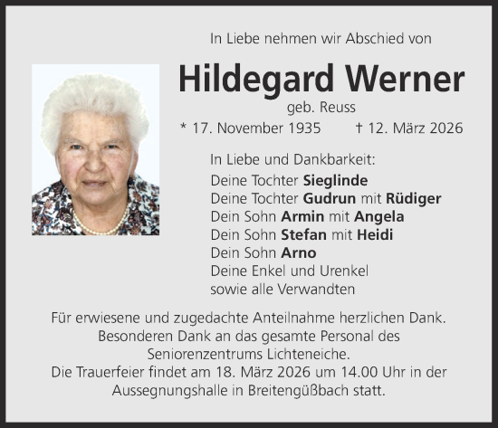 Anzeige von Hildegard Werner von MGO