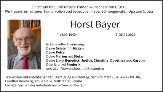 Anzeige von Horst Bayer von MGO