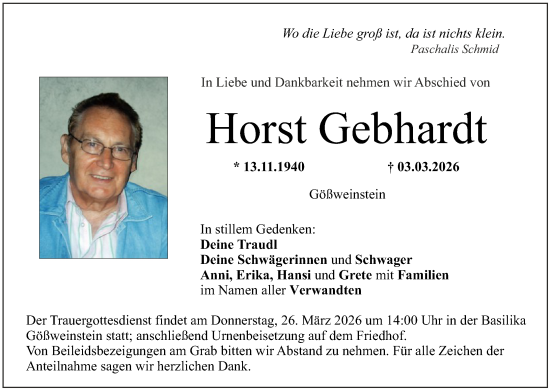 Anzeige von Horst Gebhardt von MGO