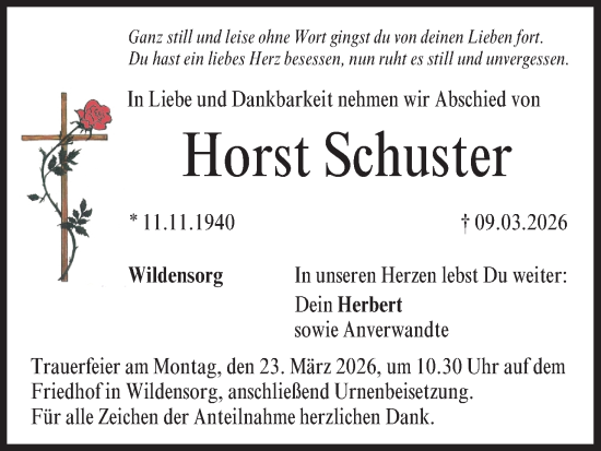 Anzeige von Horst Schuster von MGO