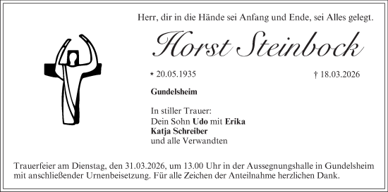 Anzeige von Horst Steinbock von MGO