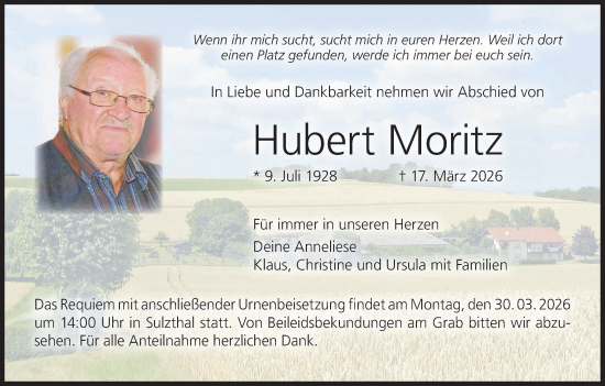 Anzeige von Hubert Moritz von MGO