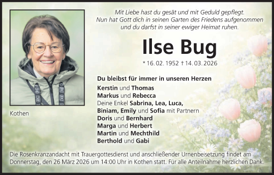 Anzeige von Ilse Bug von MGO