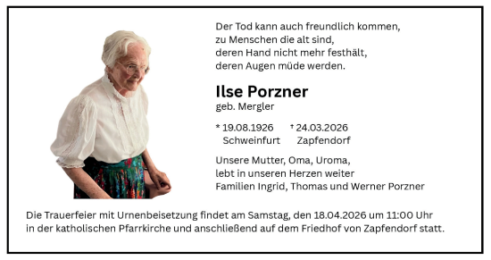 Anzeige von Ilse Porzner von MGO