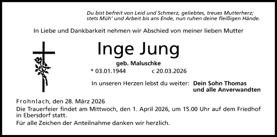 Anzeige von Inge Jung von MGO