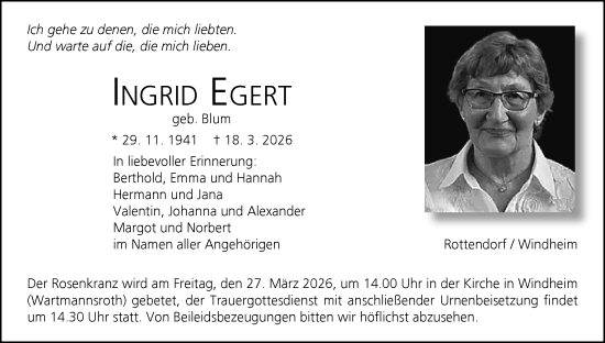 Anzeige von Ingrid Egert von MGO