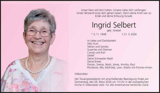 Anzeige von Ingrid Selbert von MGO
