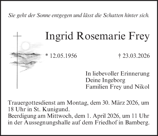 Anzeige von Ingrid Rosemarie Frey von MGO