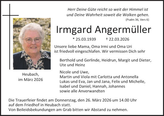 Anzeige von Irmgard Angermüller von MGO