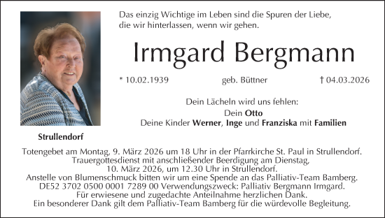 Anzeige von Irmgard Bergmann von MGO