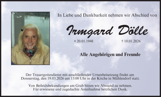 Anzeige von Irmgard Dölle von MGO