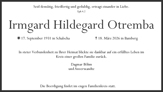 Anzeige von Irmgard Hildegard Otremba von MGO