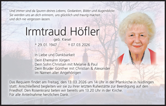 Anzeige von Irmtraud Höfler von MGO