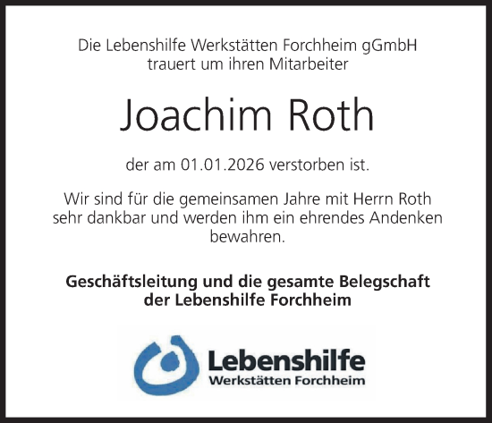 Anzeige von Joachim Roth von MGO