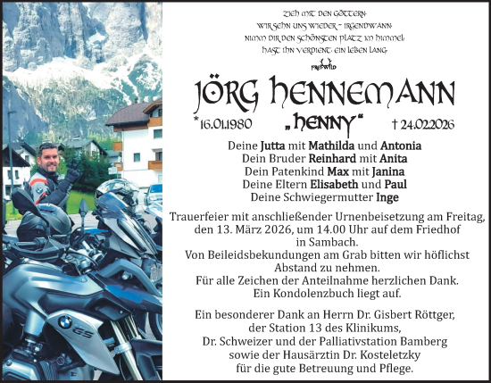 Anzeige von Jörg Hennemann von MGO